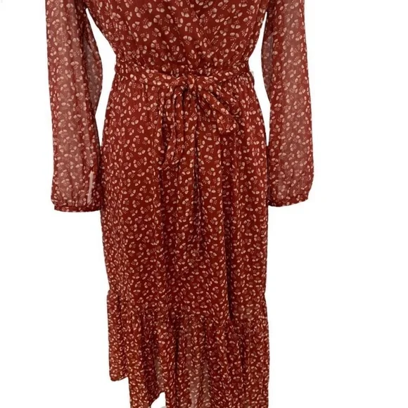 J. Crew Peasant Dress Sparkly Floral Cottagecore Faux Wrap  Dress Size 6 - Picture 7 of 13